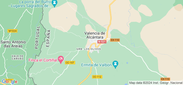 Mapa de Valencia de Alcántara