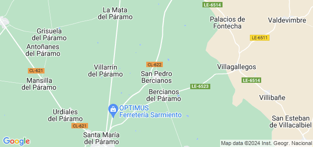 Mapa de San Pedro Bercianos